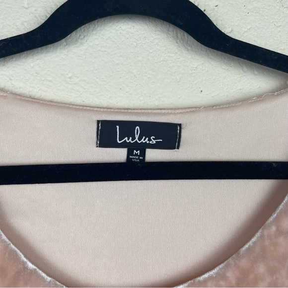 Lulu's Deja Vu Blush Pink Velvet Bodycon Long Sleeve Dress Medium - Picture 4 of 6